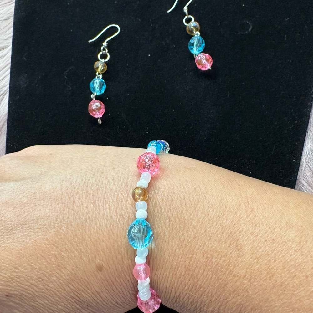 Colorful Beaded Bracelet and Earring Set